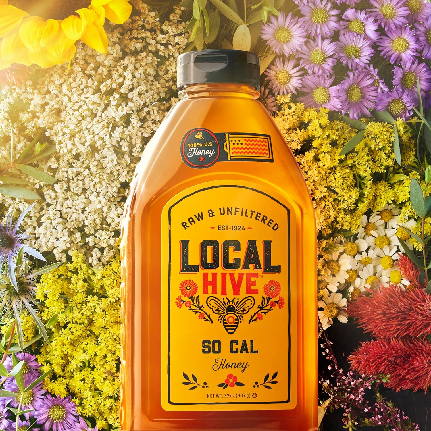 Local Hive Southern California Raw & Unfiltered – 32 oz | 100% Pure U.S. Honey | Natural Sweetener Sourced from American Bees & Beekeepers | Smooth Citrusy Flavor | Ideal for Tea, Baking & Cooking