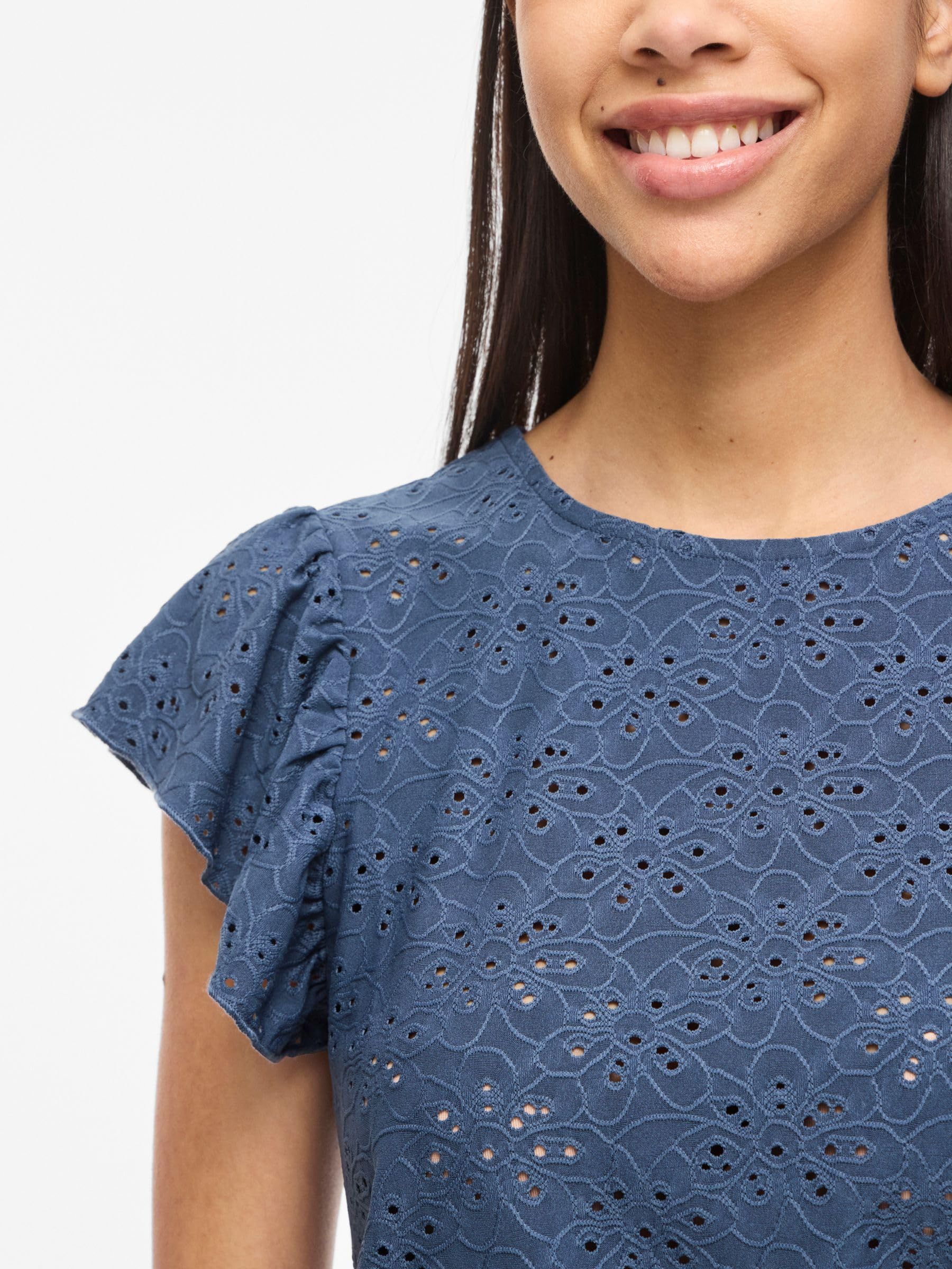 Vila Female Oberteil mit kurzen Ärmeln VIKAWA Rundhals | Short Sleeved Top