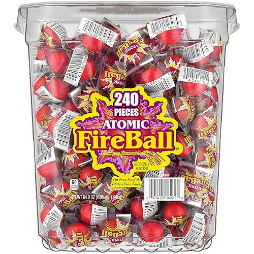 Wonka Atomic Fireball, Candy, Cinnamon Flavor, Individually Wrapped, 7.5 g (240 ct)