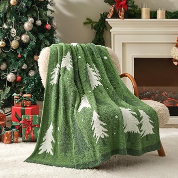 Snuggle Sac Christmas Tree Throw Blanket Green Christmas Blanket 50x60 inches, Ultra Soft Cozy Decorative Throw Blanket for Couch, Sofa and Bed for Christmas