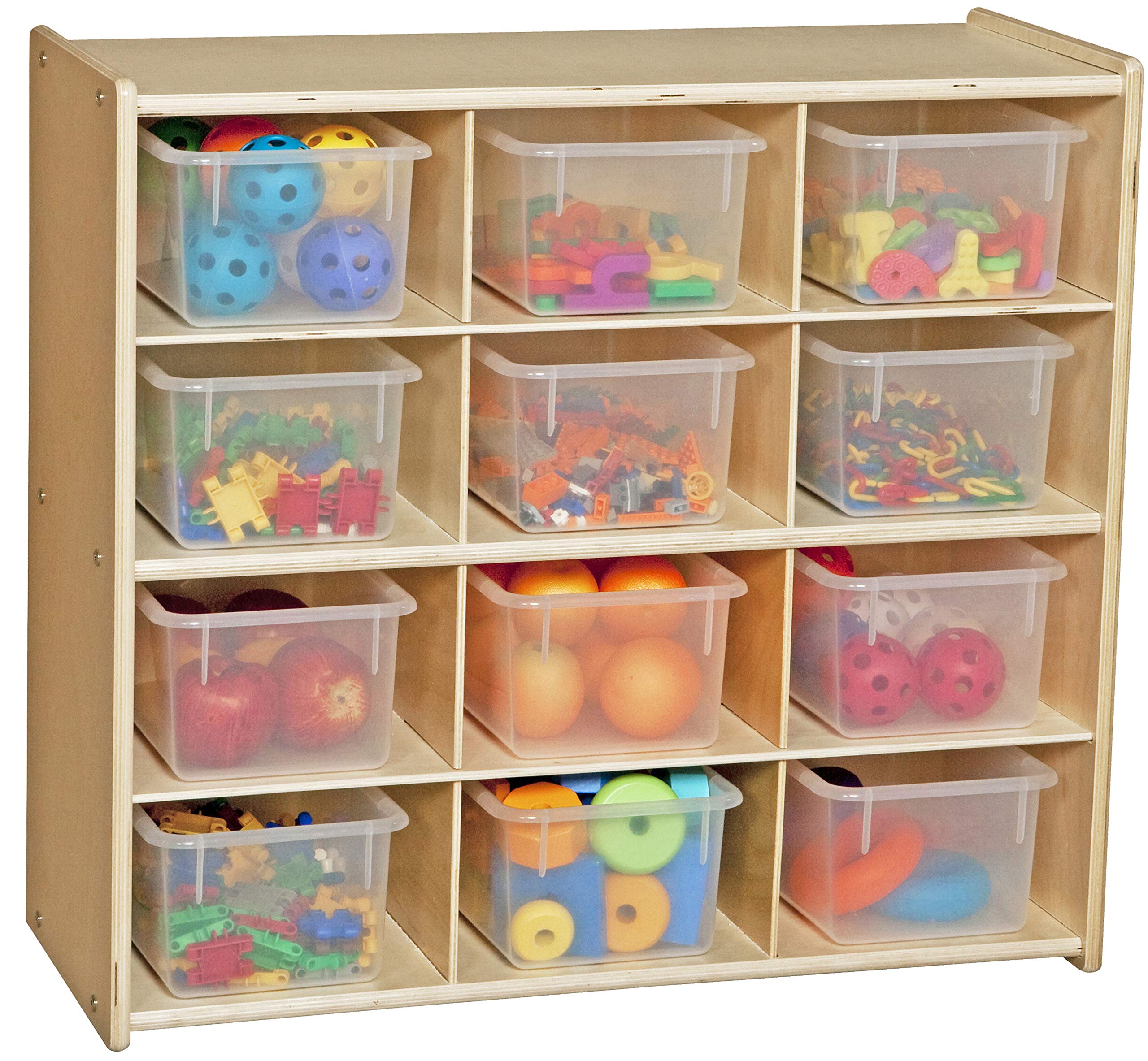 Contender 12 Compartment Storage Unit with Translucent Bins, Cubbies with Daycare Shelves for Kids, Hardwood Cubby Organizer for Classroom, Cube Locker Shelf for Organizing Toys, Art Supplies - Image 4