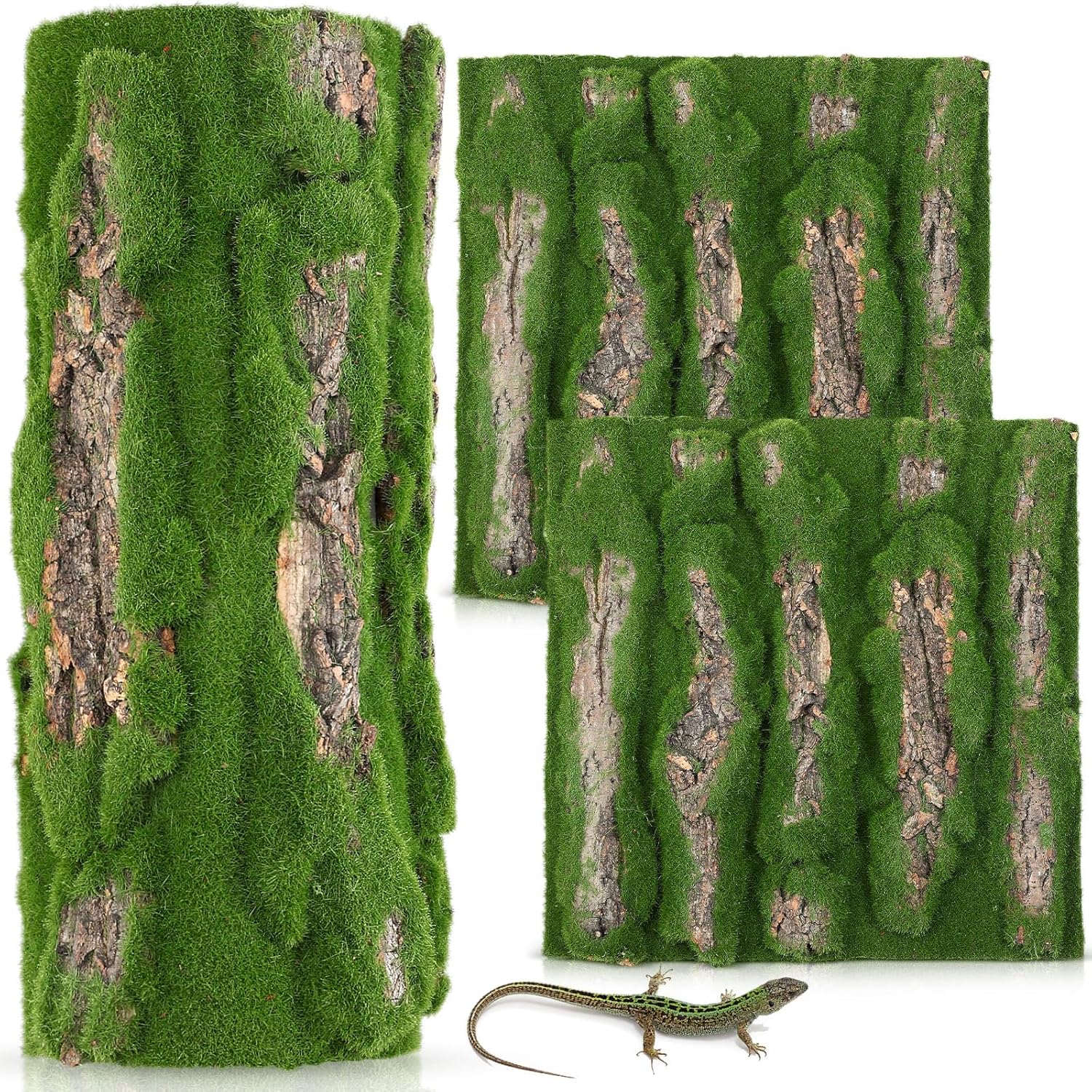 Suncalla 2 Packs Artificial Moss Bark 11.8 x 11.8 inches Tree Plants Bark DIY for Tree Collar Sewer Decoration Water Pipe Pillar Cover Indoor Wall Garden Decor