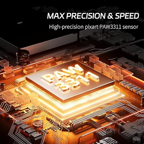 Miniatura 6 de Uciefy Z05 - Ratón inalámbrico para juegos, triple modo 2.4GBlutoothUSB-C, 6 botones programables, sensor óptico de 12000 DPI, retroiluminación RGB