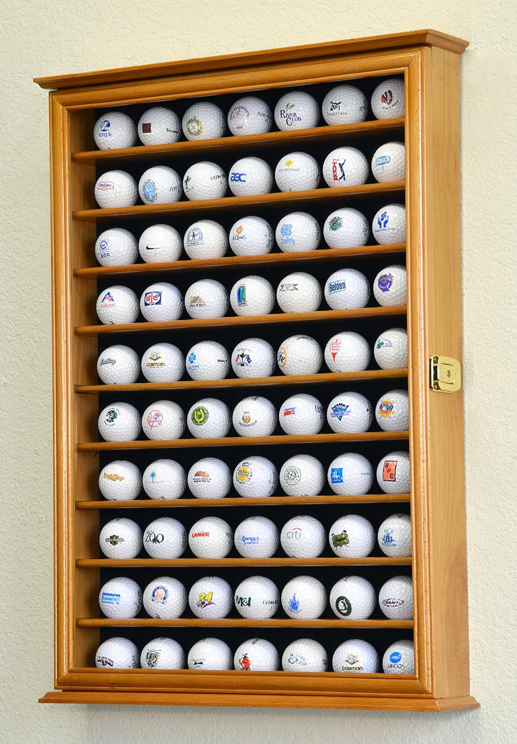70 Golf Ball Display Case Cabinet Wall Rack Holder w/98% UV Protection Lockable
