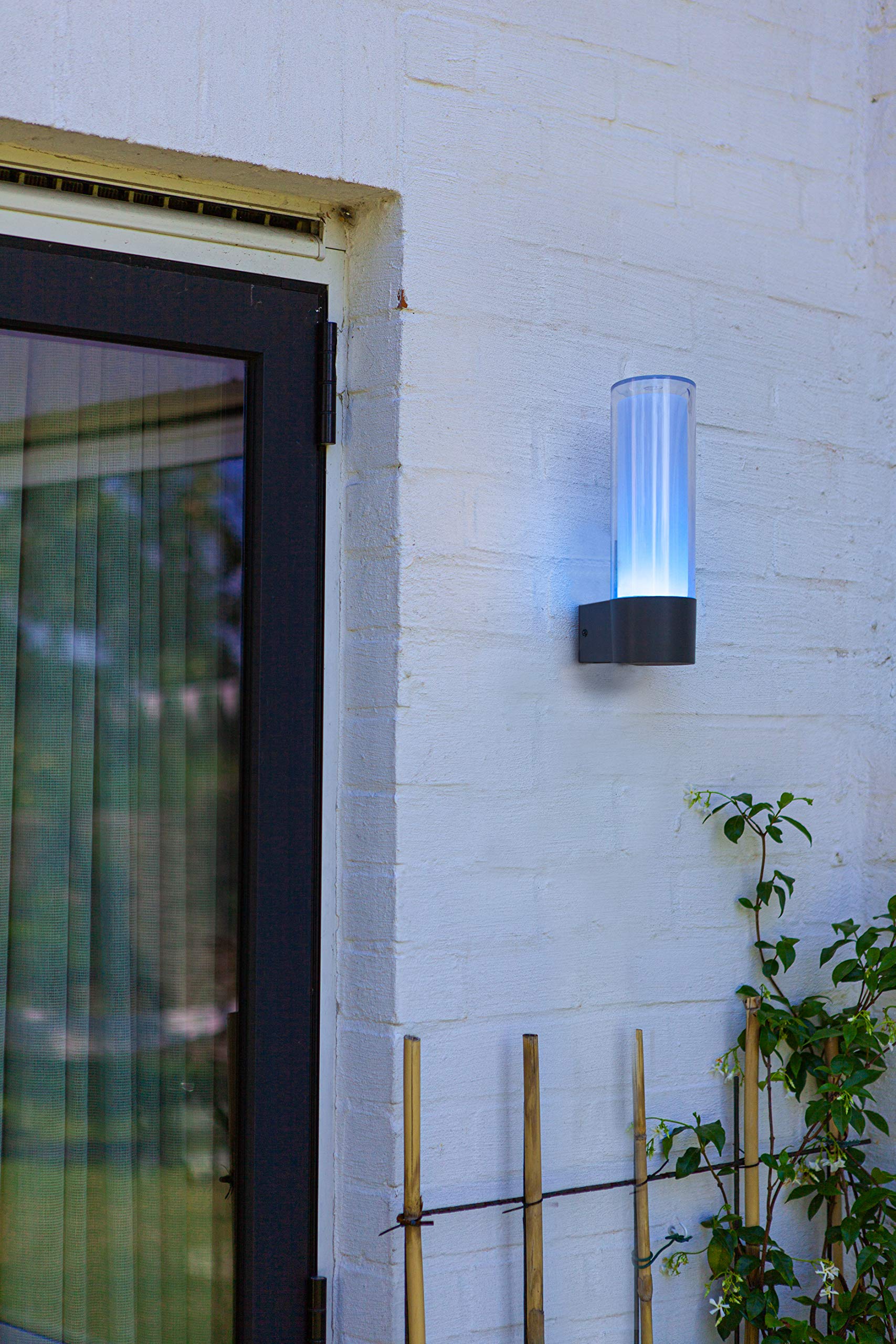 Lampada da parete a LED Smart-Home Dropa, moderna lampada da esterno in alluminio antracite, RGB, controllo app, compatibile con Alexa/Google, colore della luce regolabile