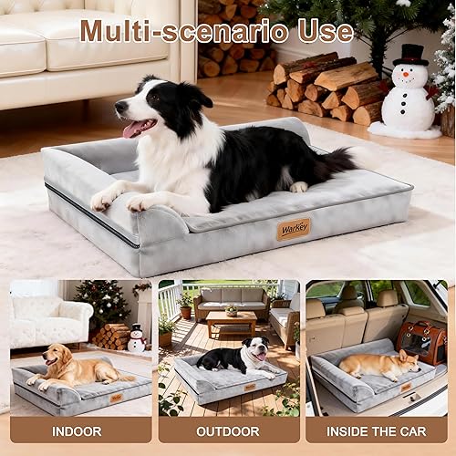 Miniatura 4 de Cama para perros de gran tamaño, sofá ortopédico para perros, cama para mascotas, cama impermeable de espuma viscoelástica, sofá cama grande para