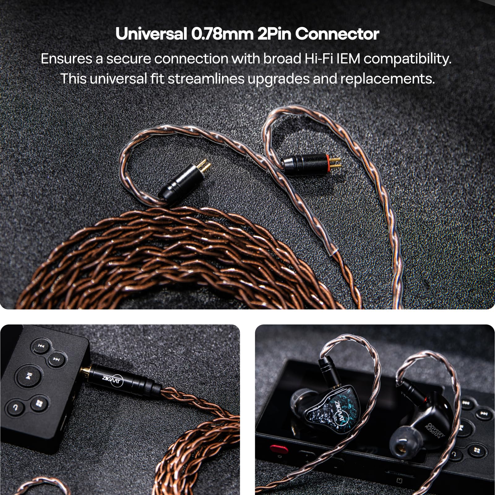 Linsoul ZiiGaat Z-01 Kabel IEM, 4-żyłowy przewód z miedzi monokrystalicznej z wtyczką 3,5 mm, odłączane złącze 2-pinowe 0,78 mm do przewodowych słuchawek HiFi Zero:2, EW300, Cadenza, Kefine, WanerSG