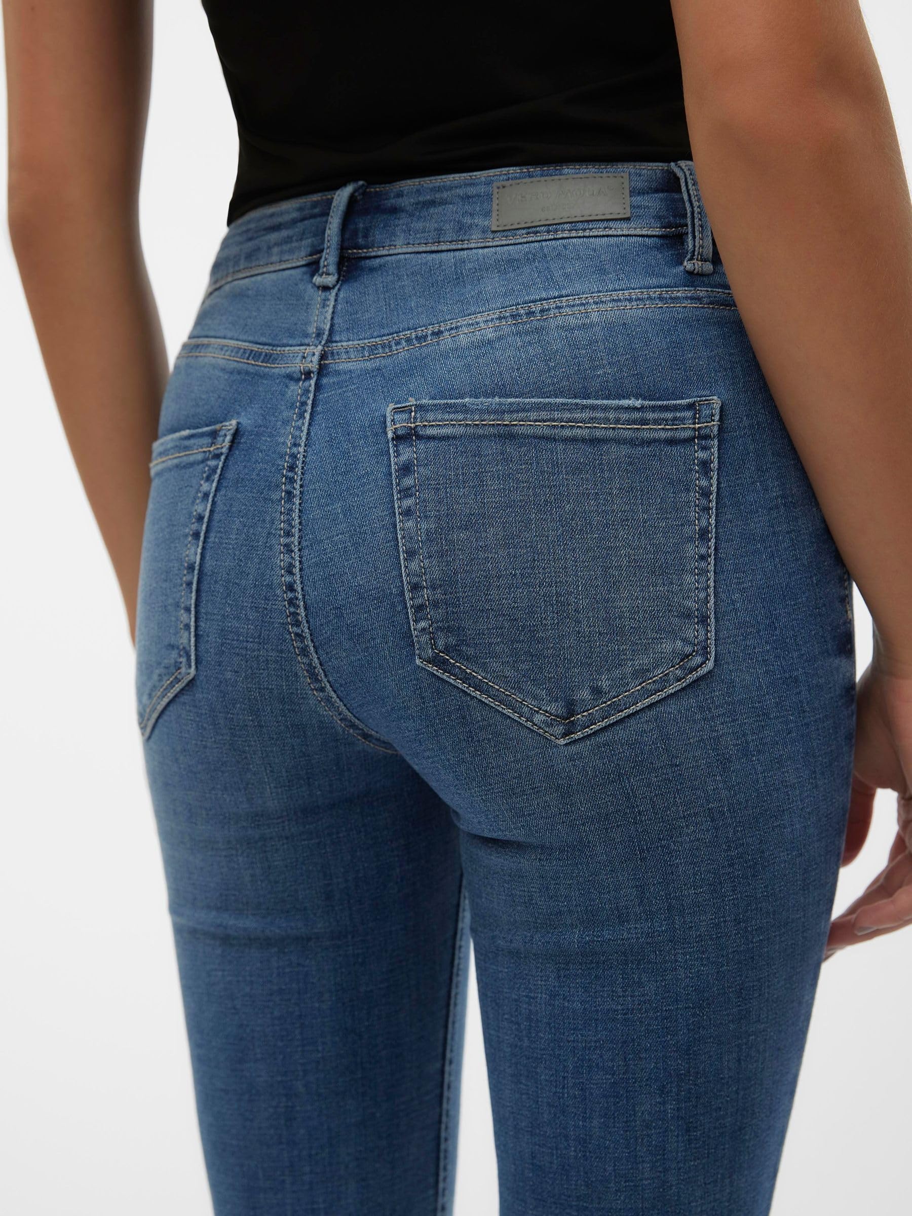 Vero Moda Pantalones Vaqueros para Mujer, Medio De Mezclilla Azul, LW x 34L