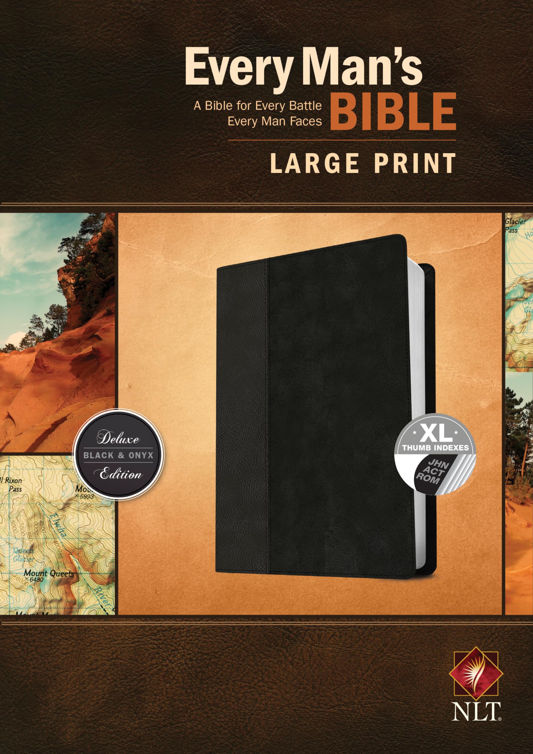 NLT Every Man's Bible, Large Print, Black/Onyx, Indexed: New Living Translation, Black/Onyx LeatherLike