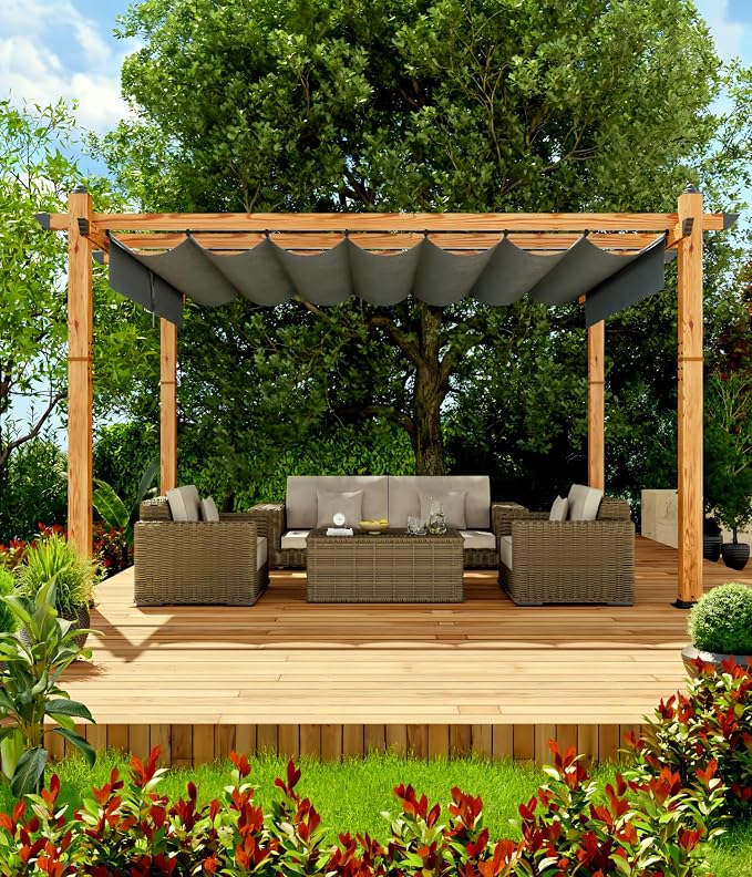 Amazon.com: GAOMON Retractable Pergola 10' x 13' Aluminum Outdoor ...