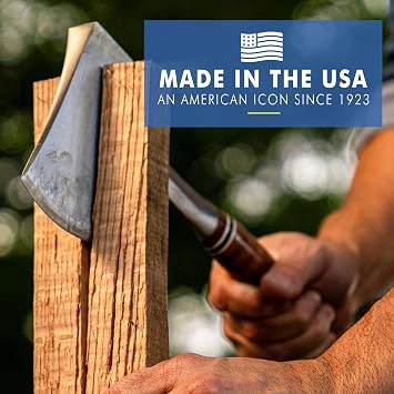 ESTWING Sportsman's Axe - 14 USA Made Camping Hatchet with Forged Steel Construction & Genuine Leather Grip - E24A