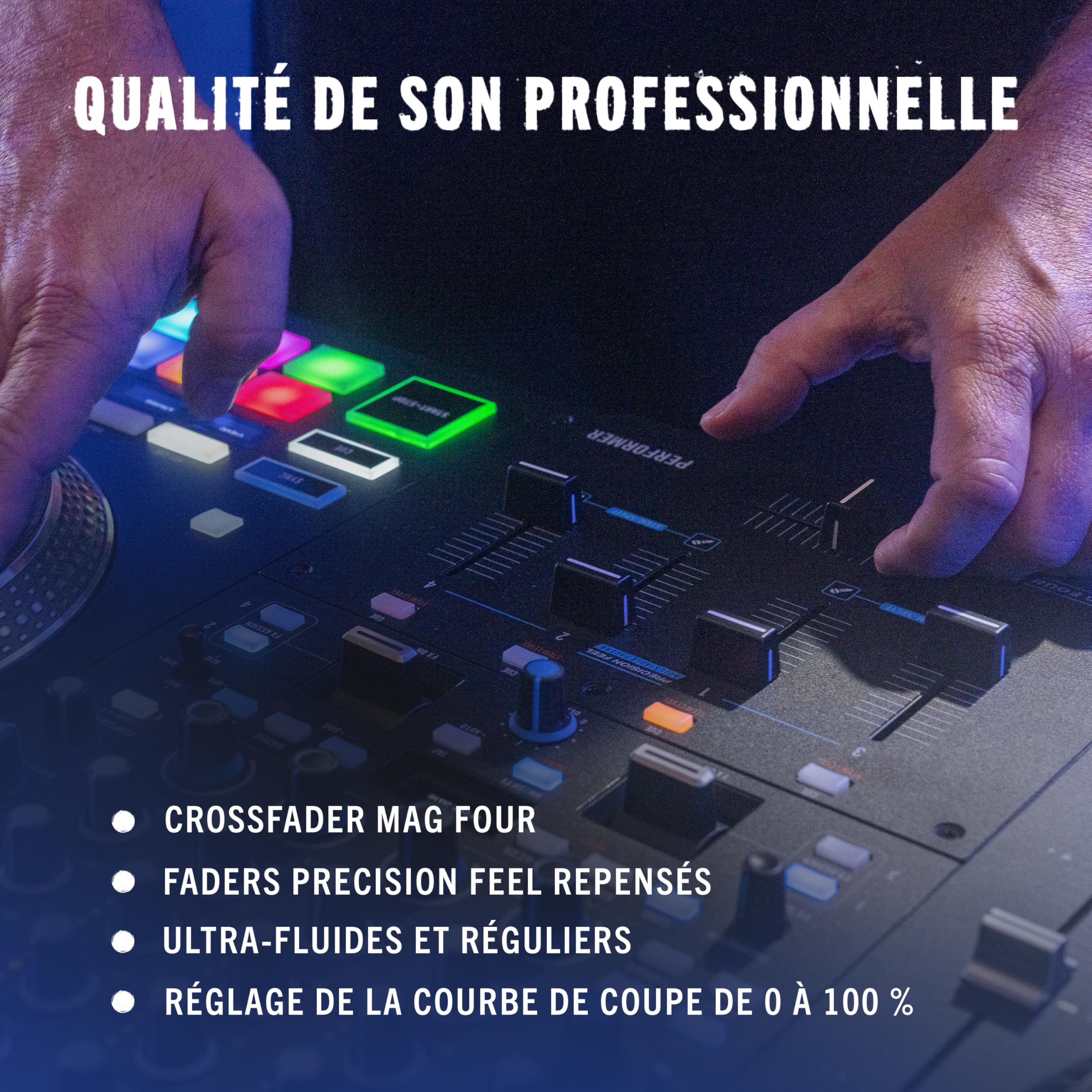 RANE PERFORMER Contrоleur DJ Motorisé Quatre Canaux - Plateaux 7" à Ecrans, Faders Precision Feel, Stem Split, Effets Complexes, Serato DJ Pro