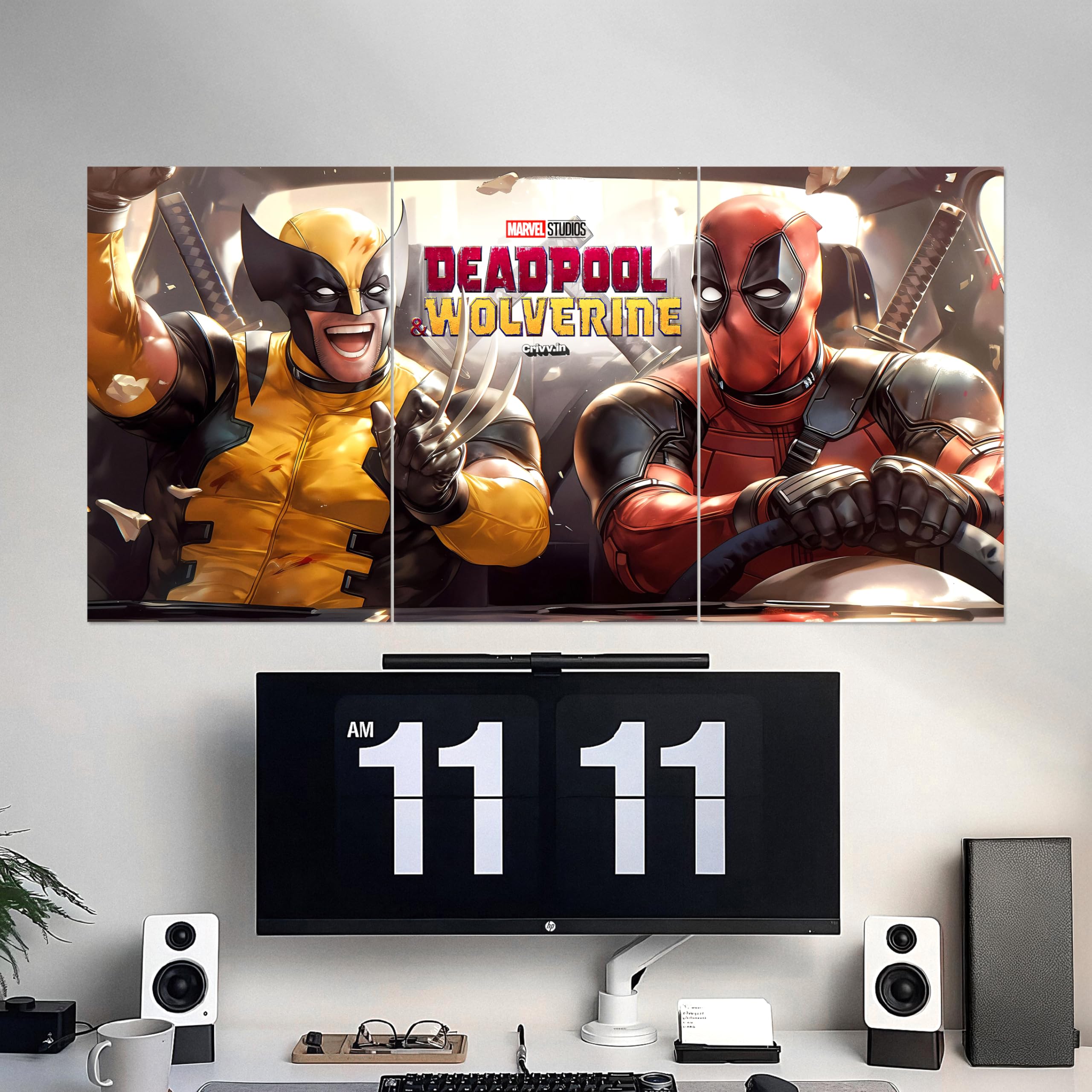 Epic 3-Split Poster – Deadpool & Wolverine: Marvel’s Unstoppable Duo | 12x18 Inches Each (36x18 Inch Combined) | Premium 350 GSM Marvel Wall Poster for Bedroom, Study, Office & Living Room Decor
