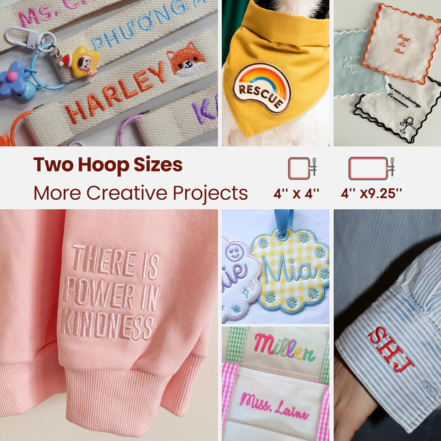 Two embroidery hoop sizes for PooLin EOC05