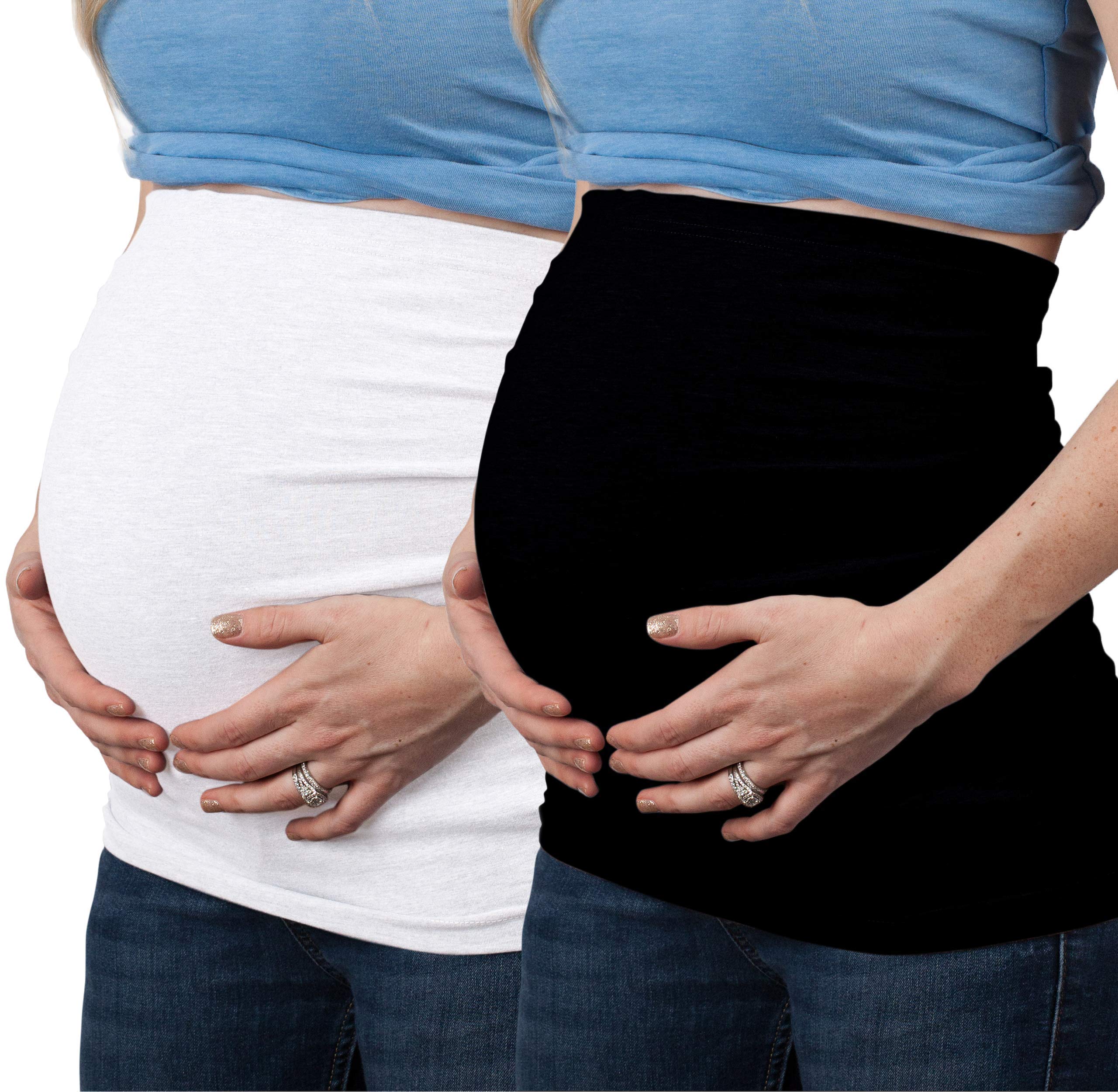 Set of 2 Belly Bands - 1 Black and 1 White - Woman’s Maternity Support Bellyband, Set of 2