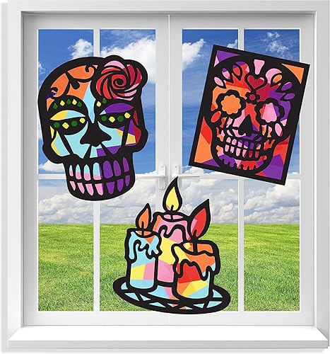 VHALE Suncatchers Craft 3 juegos (9 recortes) con papel de seda con efecto de vitral, kit de atrapasoles, arte de ventana, manualidades en el aula,