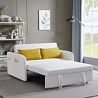 Vista 5 de KLMM Sofá cama convertible moderno, multifuncional ajustable, con bolsillo para el brazo, puerto USB y 2 almohadas, cama extraíble para sala