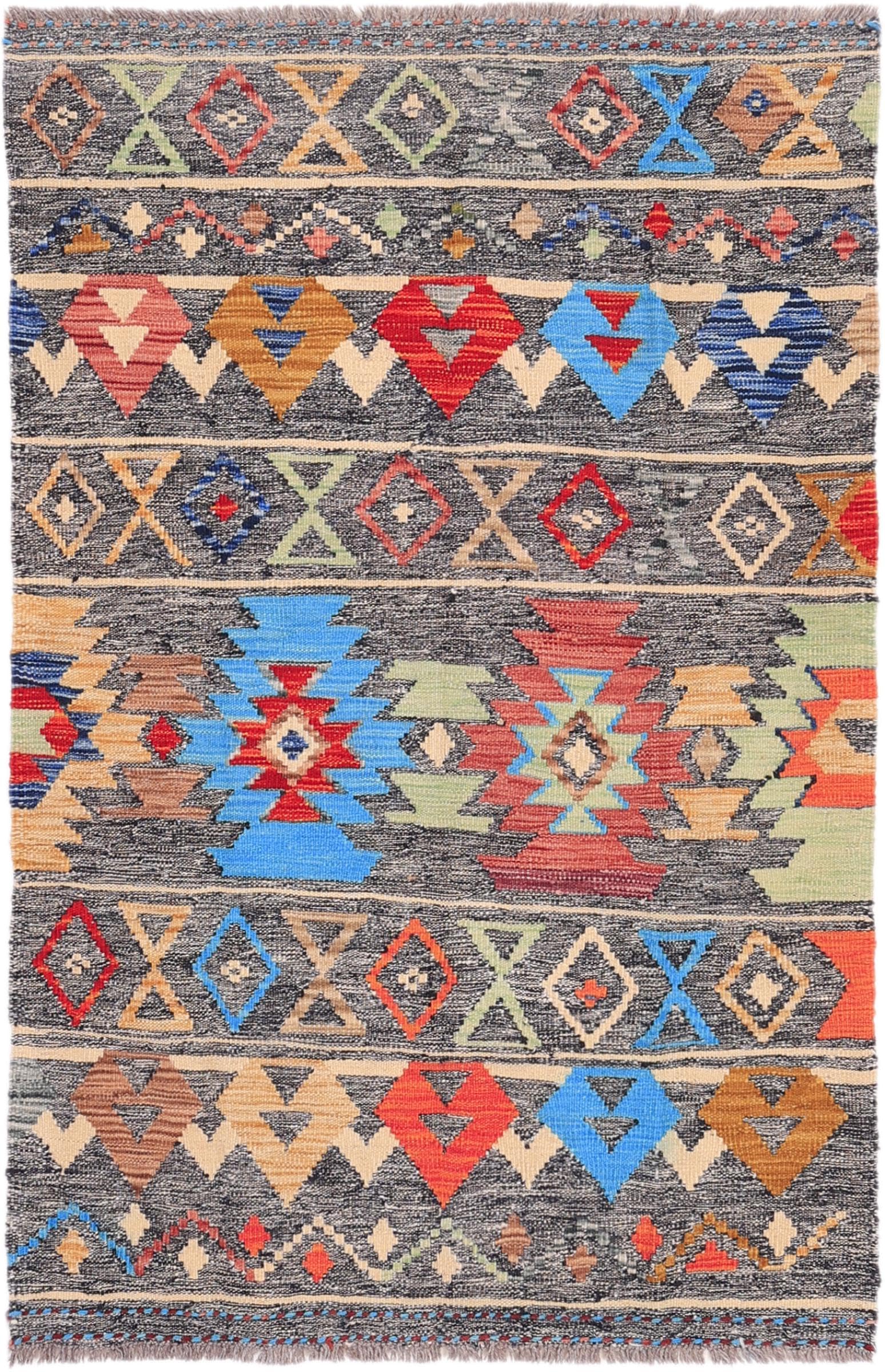 Tapis d'Orient Kilim afghan laine fait main 97x147 authentique