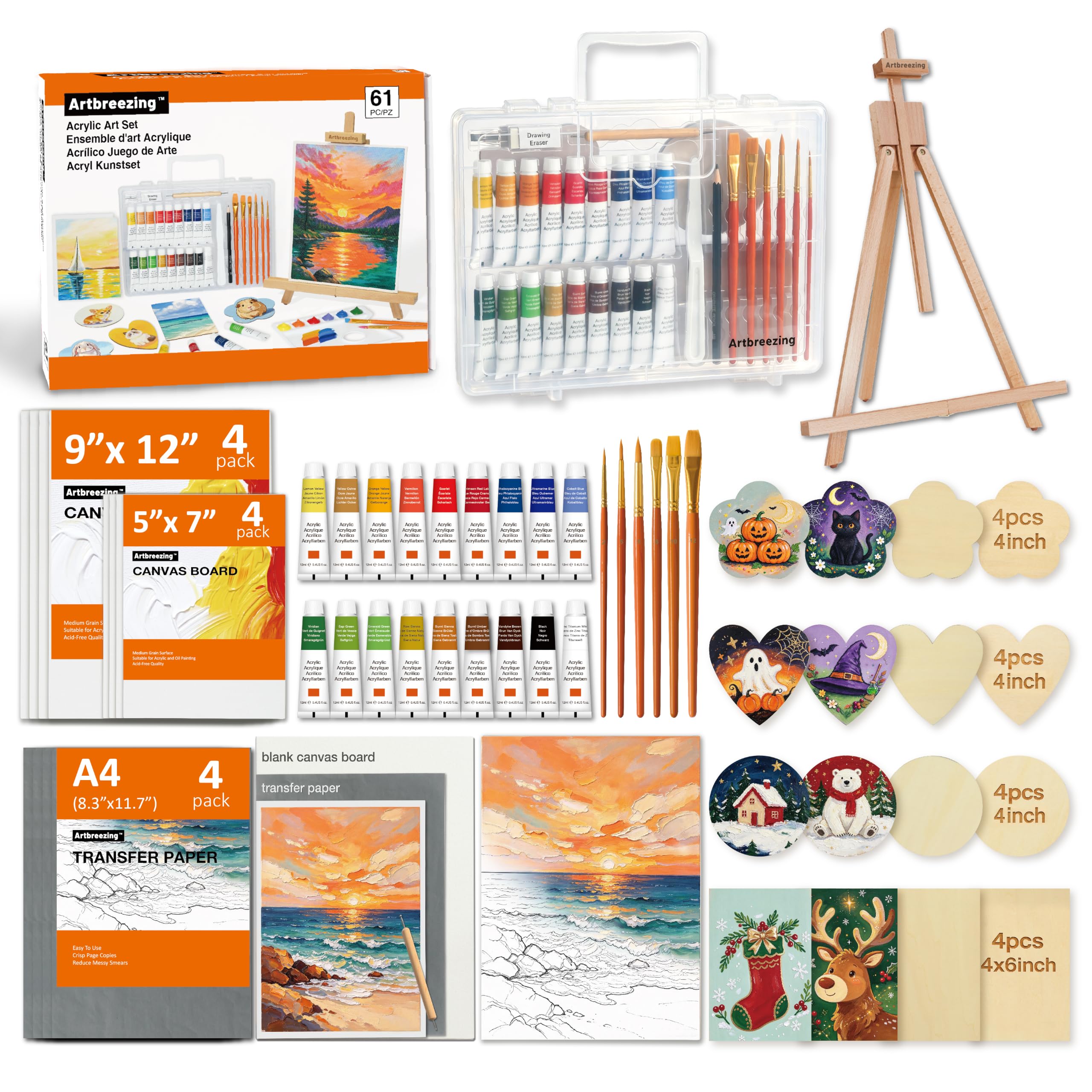 61PC Art Kit with Basic Art Supplies, 24 projects Painting Kit