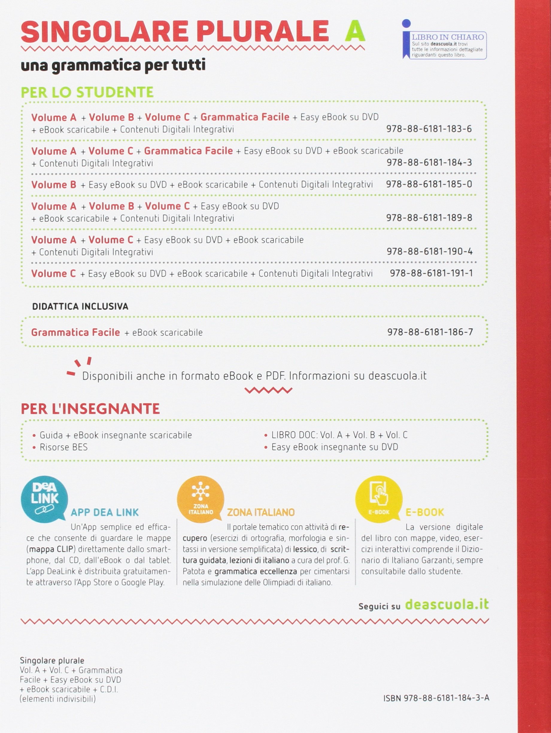Singolare plurale. Per la Scuola media. Con e-book. Con espansione online. Con DVD-ROM. Con Libro: Grammatica facile (Vol. A-C)