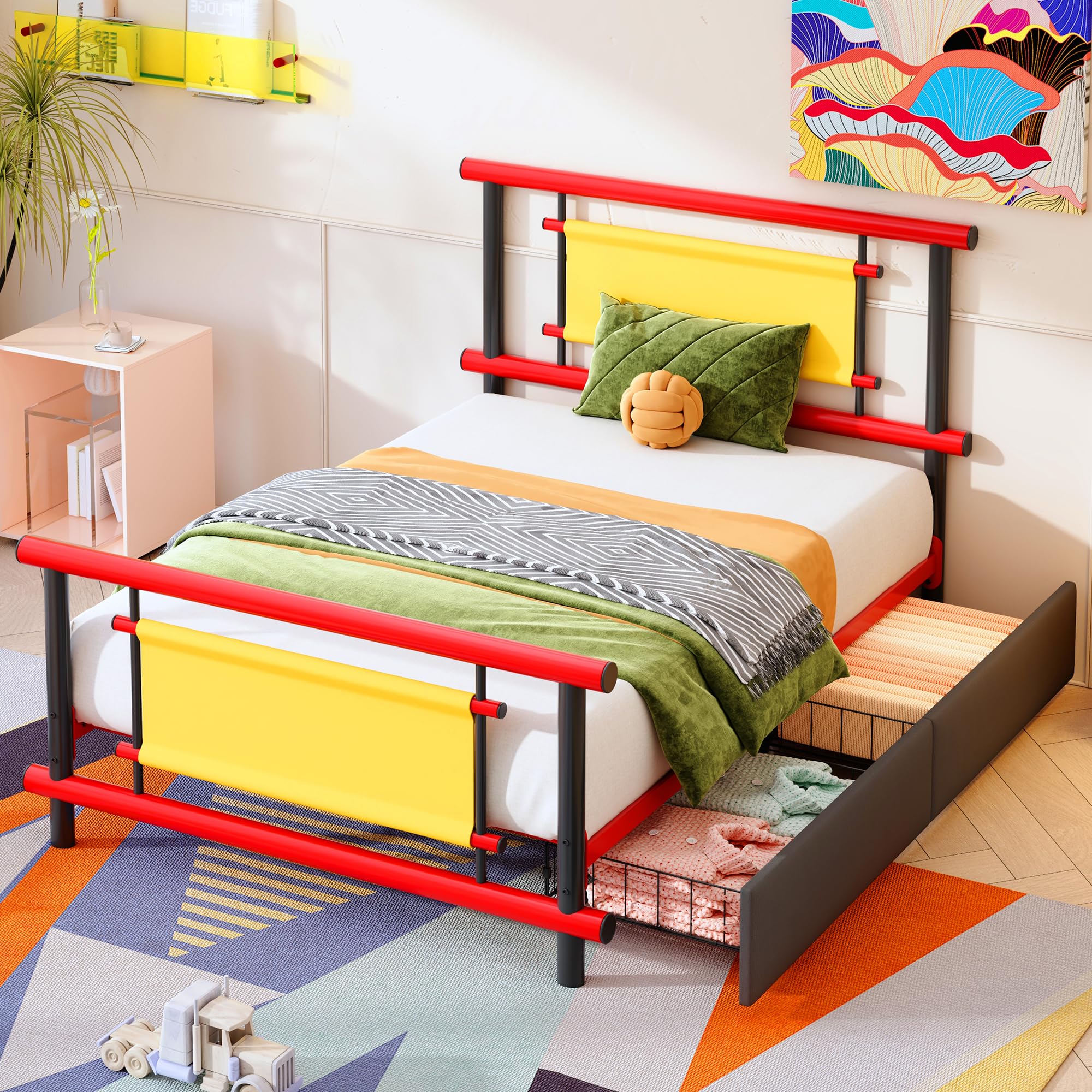 Cama de 90 x 200 cm estable para niños que ahorra espacio en casa