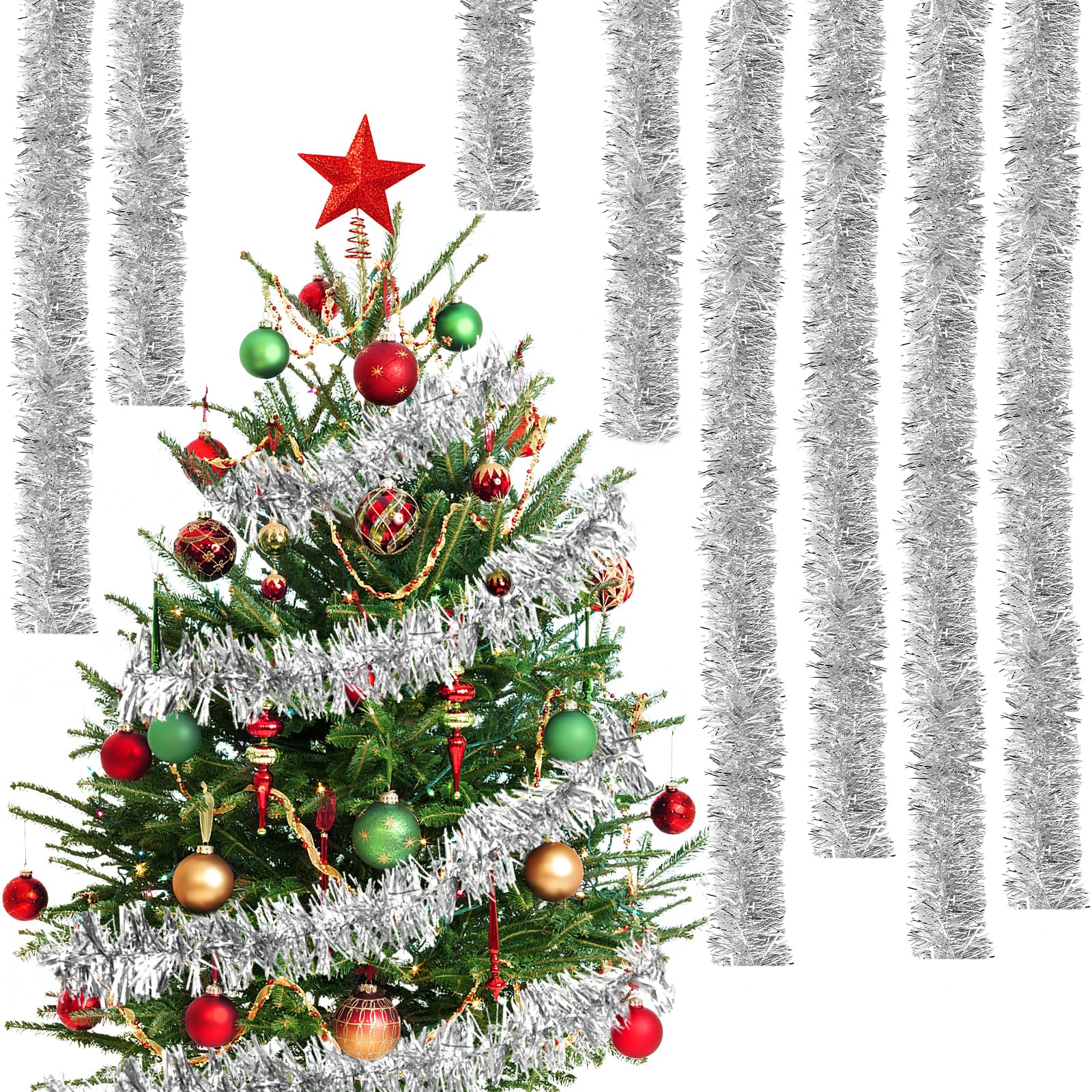 Guirlande de Noel Sapin,4pcs Guirlandes Tinsel Noël,Guirlande Sapin 3m Guirlande de Noel Sapin,4pcs Guirlandes Tinsel Noël,Guirlande Sapin 3m