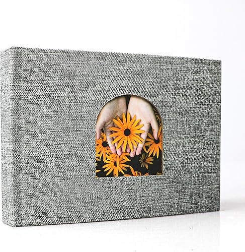 Holoary Álbum de fotos de 4 x 6 pulgadas, álbum de fotos con capacidad para 36 fotos horizontales, cubierta de tela de lino, pequeño libro de