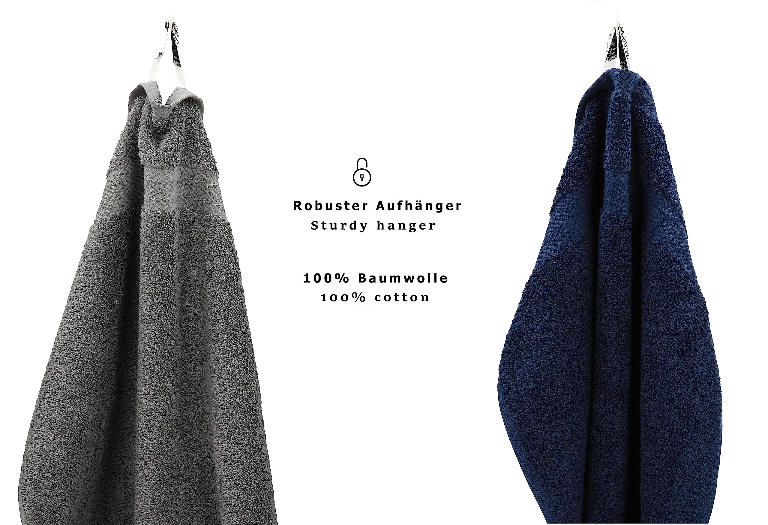 Betz 10-TLG. Handtuch-Set Premium 100% Baumwolle 2 Duschtücher 4 Handtücher 2 Gästetücher 2 Waschhandschuhe Farbe Anthrazit & Dunkel Blau