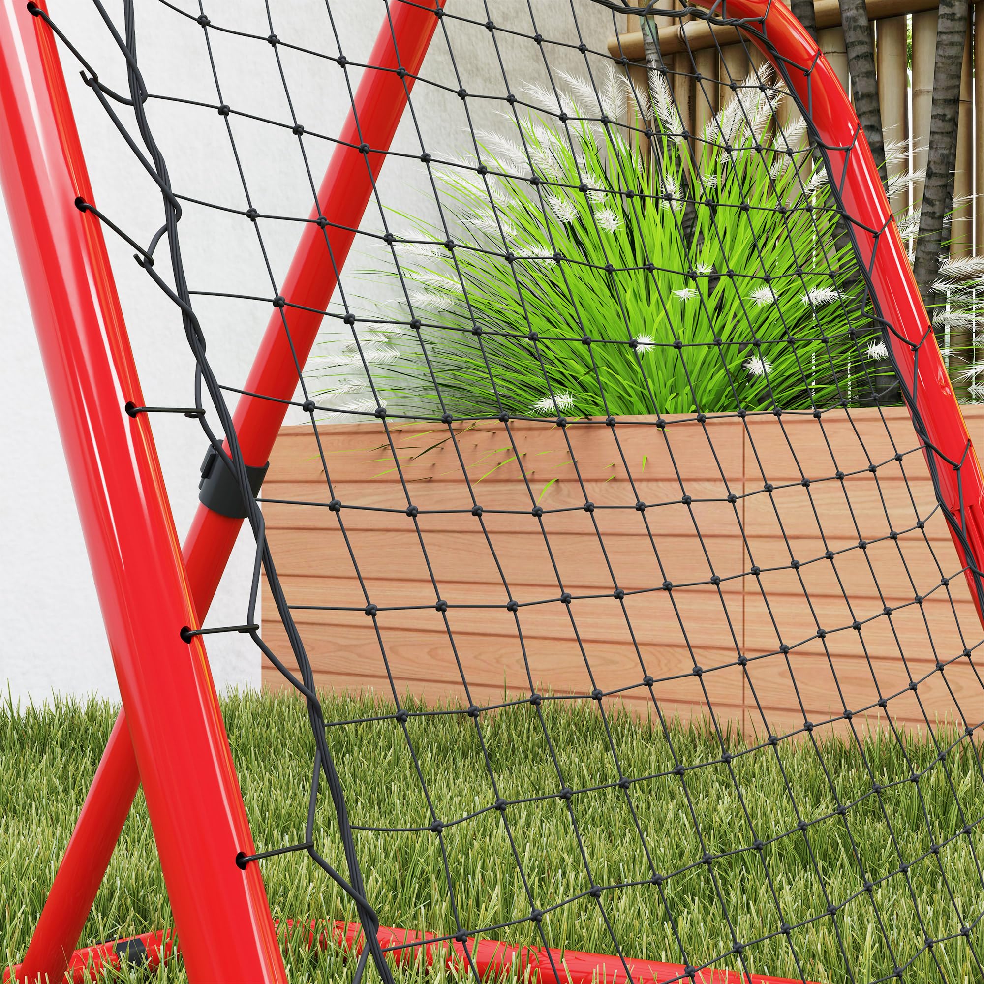 HOMCOM Rebounder de fútbol de 78 x 84 cm con estacas, Ajustable en 5 Niveles, portería de Kickback portátil, portería de fútbol para Adolescentes, Accesorios de Entrenamiento de fútbol para