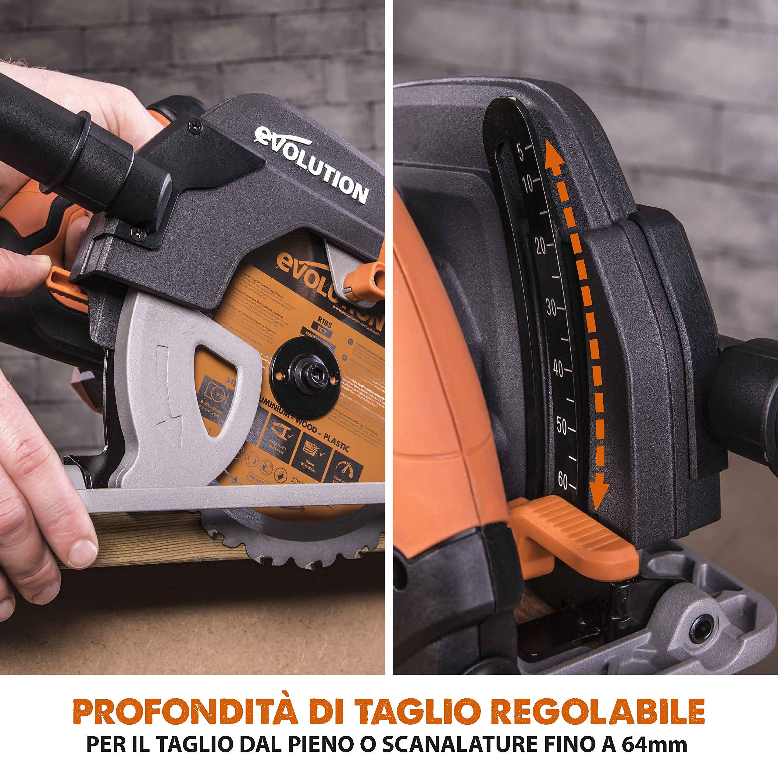 Evolution Power Tools - R185CCS sega circolare multi-materiale 185 mm, 230 V