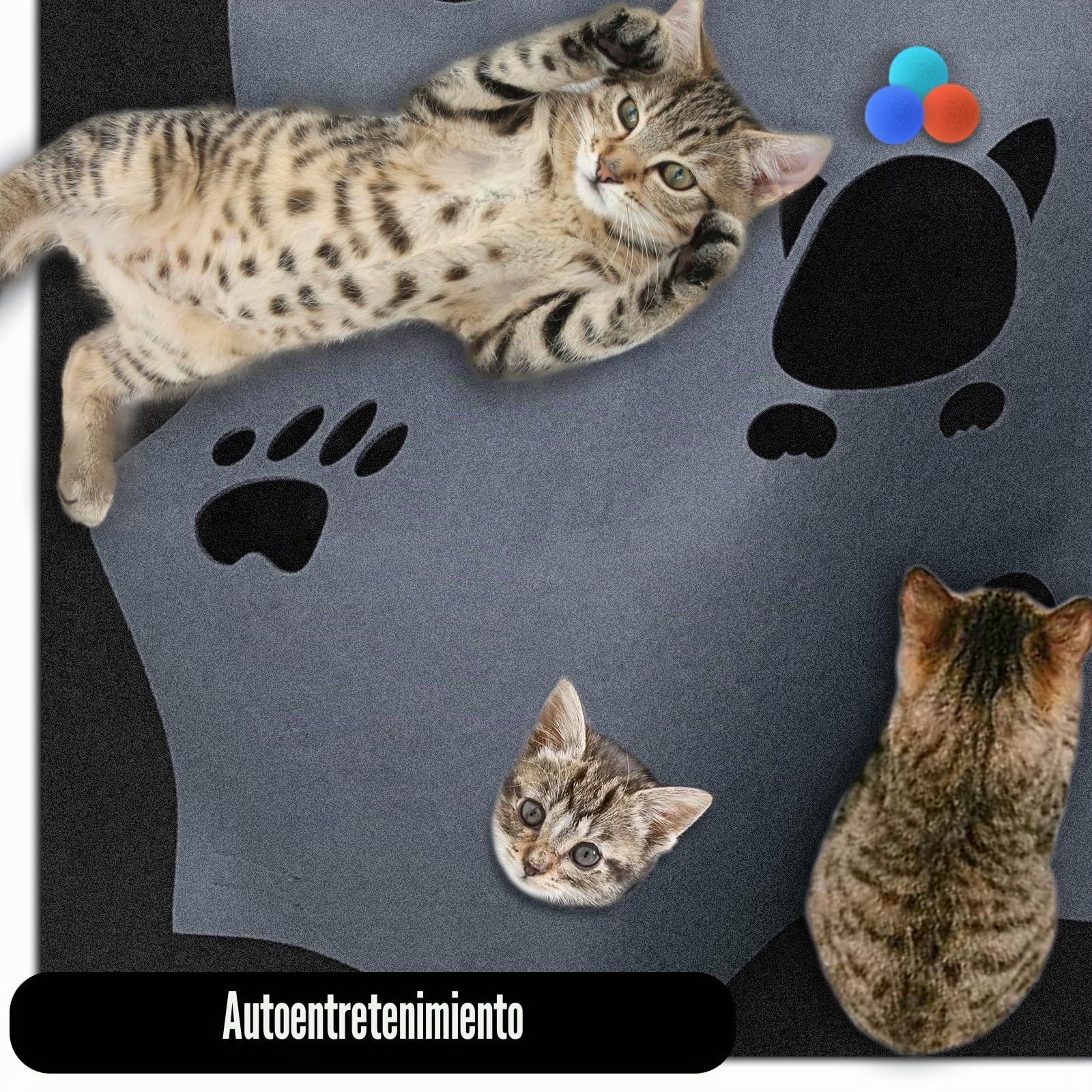 Juguete para gatos y alfombrilla para rascar, túnel de fieltro para gatos, túnel de juego y esterilla para dormir, para jugar de forma inteligente con .Número de patente: No 015084058-0001