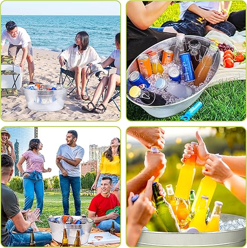 Miniatura 7 de Tina grande de lata galvanizada de 6 galones con asa, cubo de cerveza de metal resistente al óxido para botellas de hielo, bebidas y cerveza, ligero