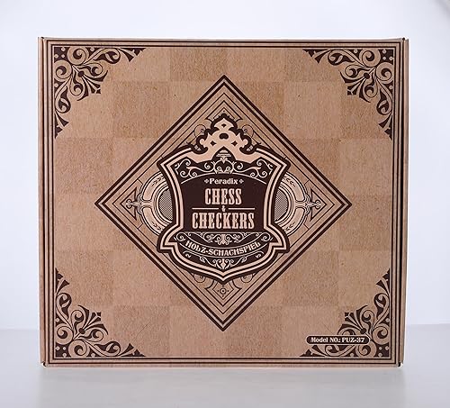 Miniatura 9 de Peradix Juego de tablero magnético de ajedrez con 2 cajones de almacenamiento integrados, juegos clásicos de madera 2 en 1 de 12.8 pulgadas con 2