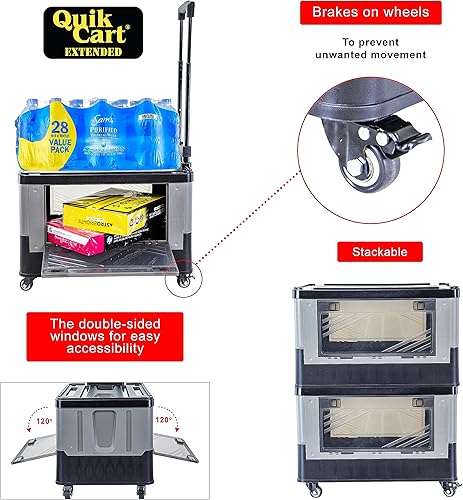 Miniatura 2 de dbest Products Quik Cart - Cajón rodante extendido de cuatro ruedas para profesores, con asiento con puertas dobles accesibles, cesta plegable