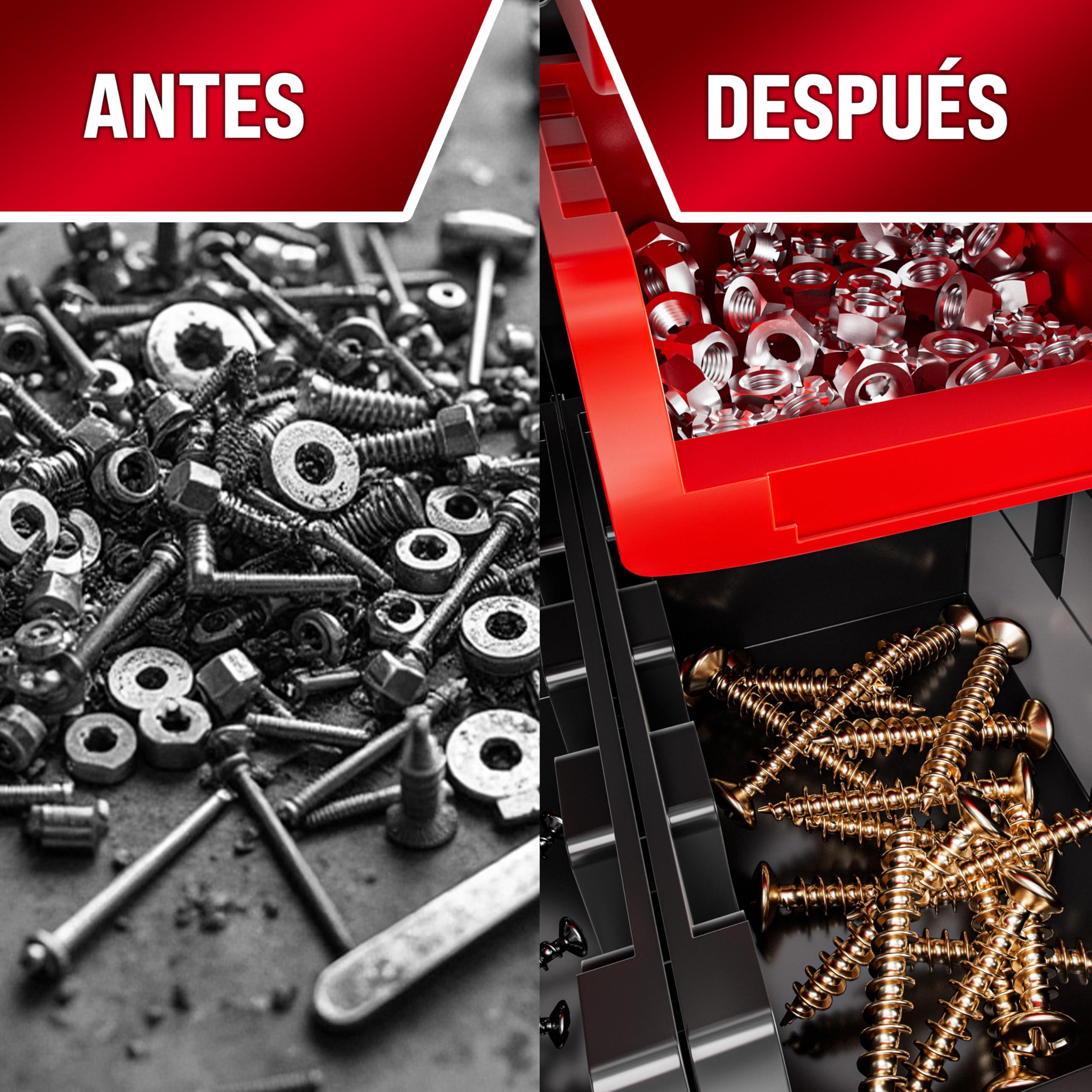 DEUBA® Organizador de Herramientas de Pared Cajas Apilables Paneles Perforados Ampliable Portaherramientas Sistema Almacenamiento Taller 43 Pzas