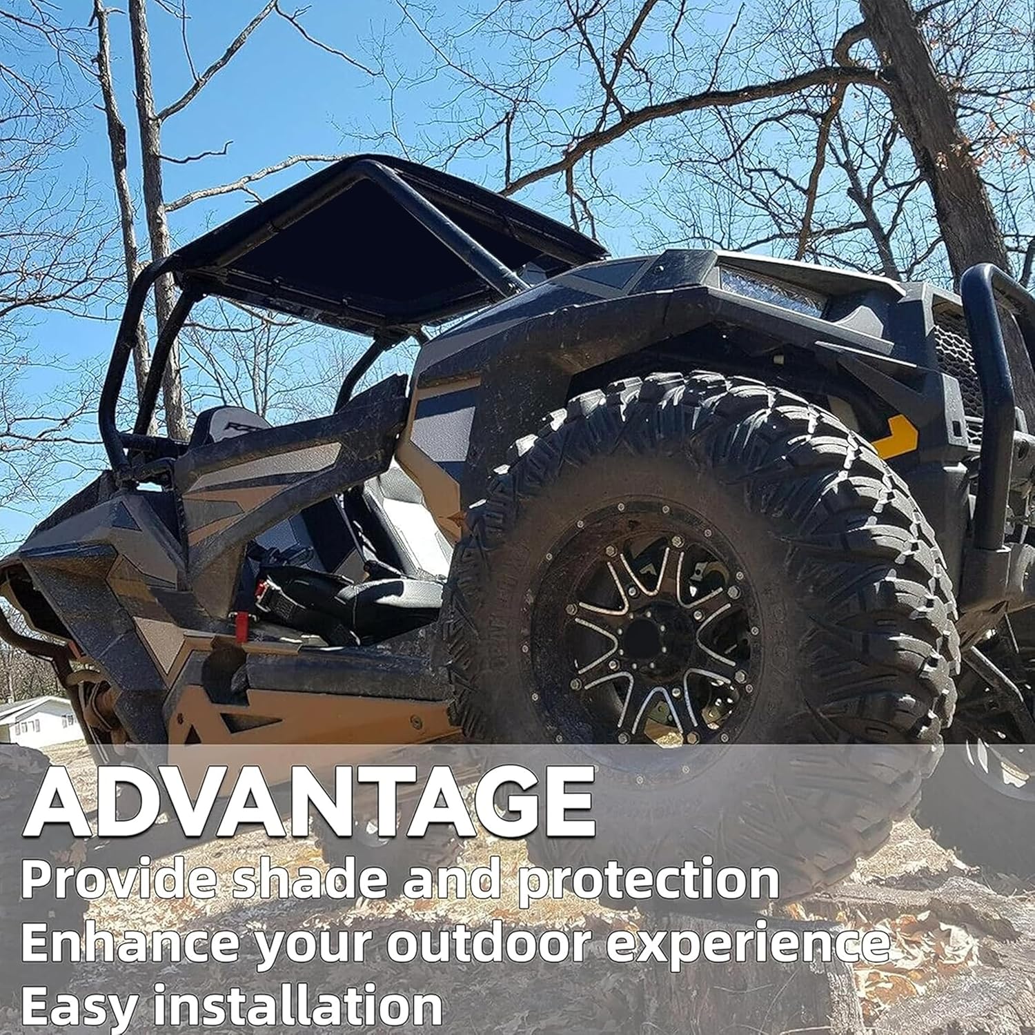 ECOTRIC Black RZR Polycarbonate Roof Top Compatible with 2014-2023 Polaris RZR XP 1000 Turbo 900 2 Seats W/Mounting Hardware