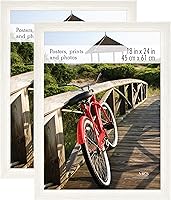 Vista 48 de MCS - Marco para póster con estilo de museo, veta de madera blanca, para colgar vertical y horizontal en la pared, marco grande para fotos, pósters