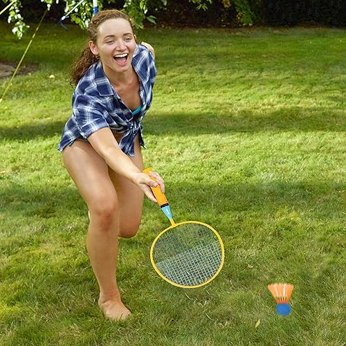 Miniatura 8 de Franklin Sports Juego de raqueta de bádminton para niños juego de raquetas de bádminton de gran tamaño para niños juego de 2 jugadores para patio