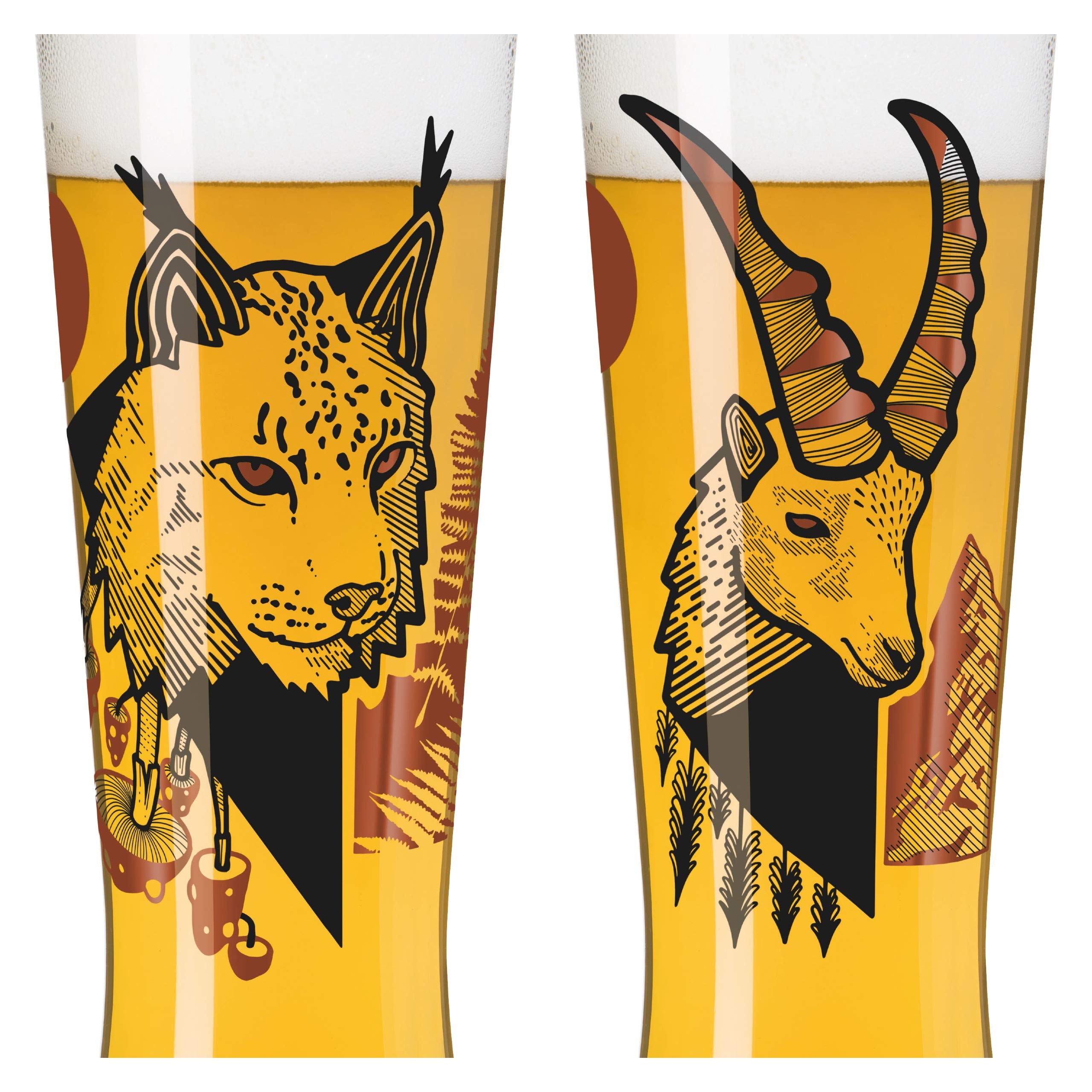 Due Bicchiere Di Birra Con Grano Su Di Legno Tavolo. Bicchieri Di Leggero Birra Con Orzo E Il Piantagioni Sfondo