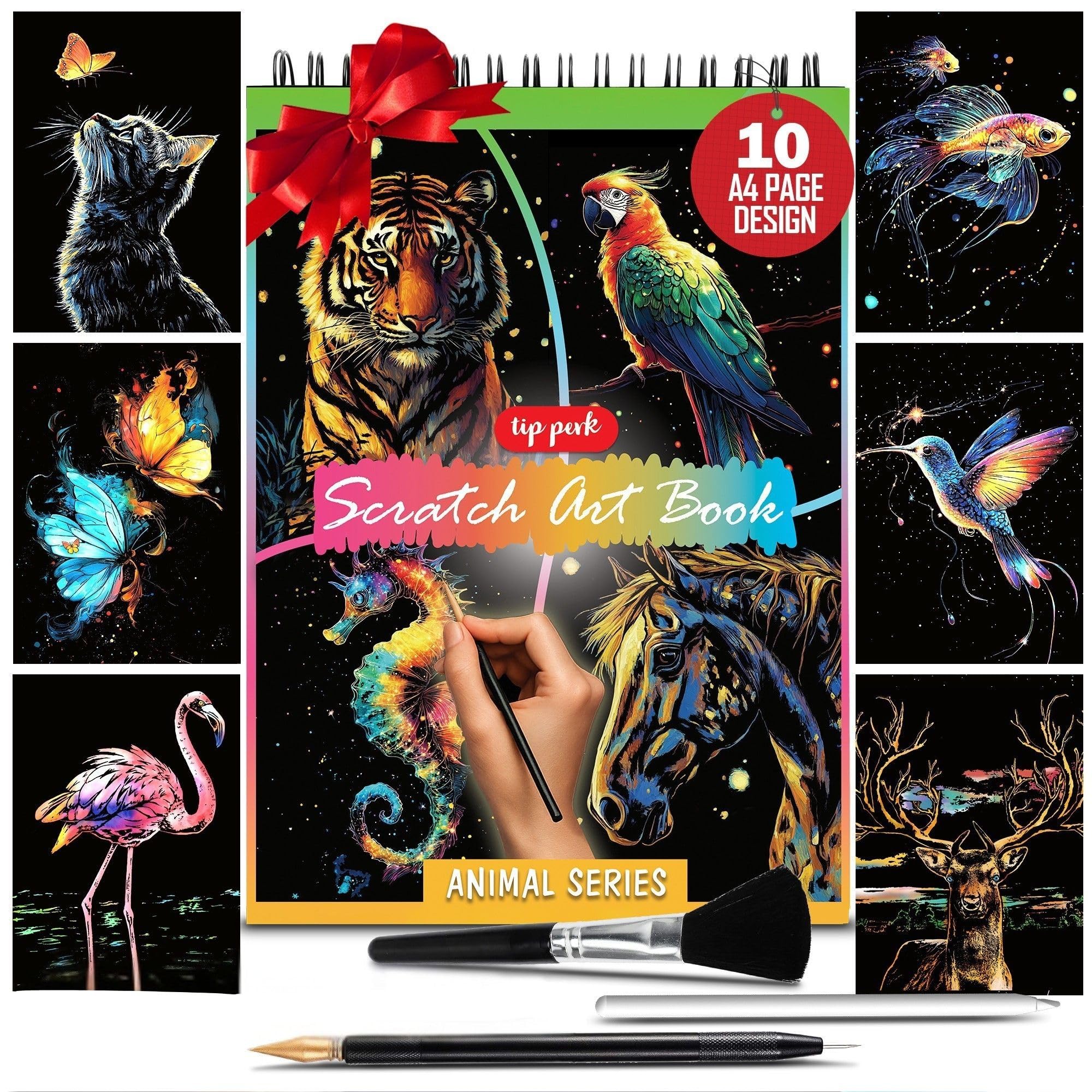 Amazon.co.jp: Animal Scratch Art Book for Adult - カラフルな動物