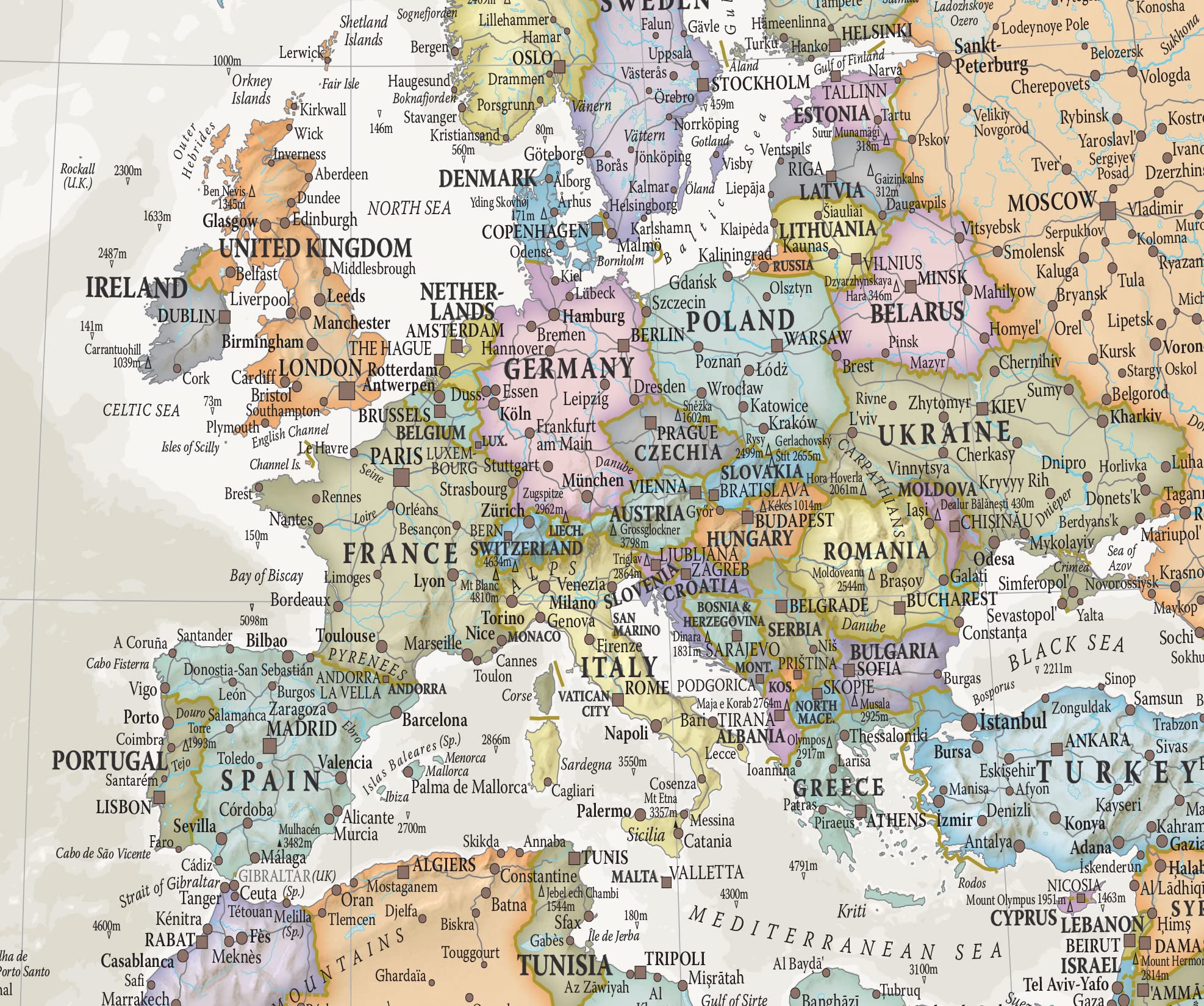 Maps International - Mappa del mondo + Offerta Gratuita una Mappa Italia - stile classico - Laminato