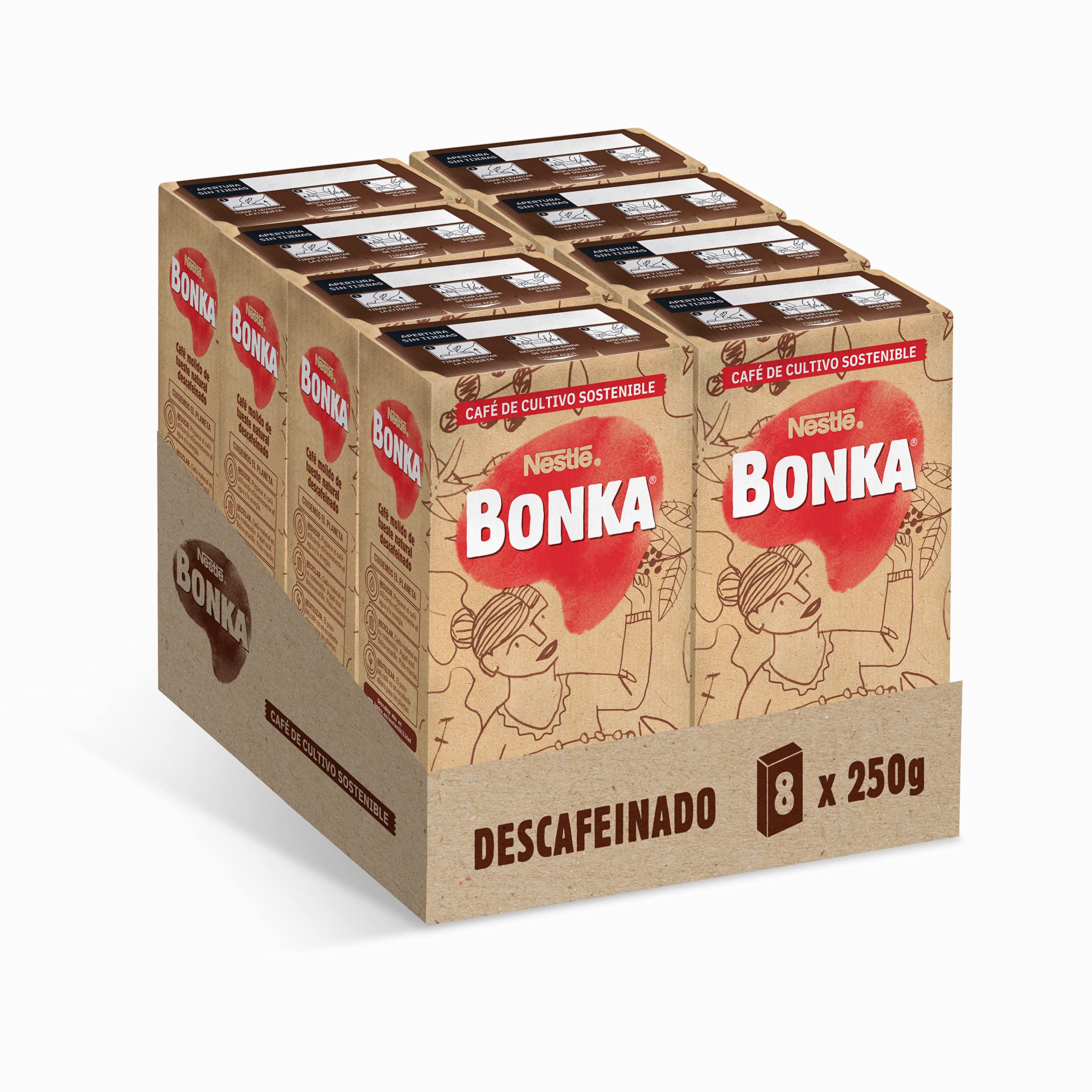 Bonka - Café Molido Descafeinado - Pack 8 x 250 Gr