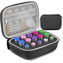 15 Slots Peptide Case for Fridge, Adjustable Insulin Vial Holder with Color Silicone Caps, Portable Peptide Travel Case for 1ml 3ml 5ml 10ml Vials Black