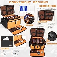 Vista 2 de AKOZLIN Bolsa Organizadora de Archivos de Cable con Divisores Desmontables para Equipo de DJ, Accesorios de Instrumentos de Sonido