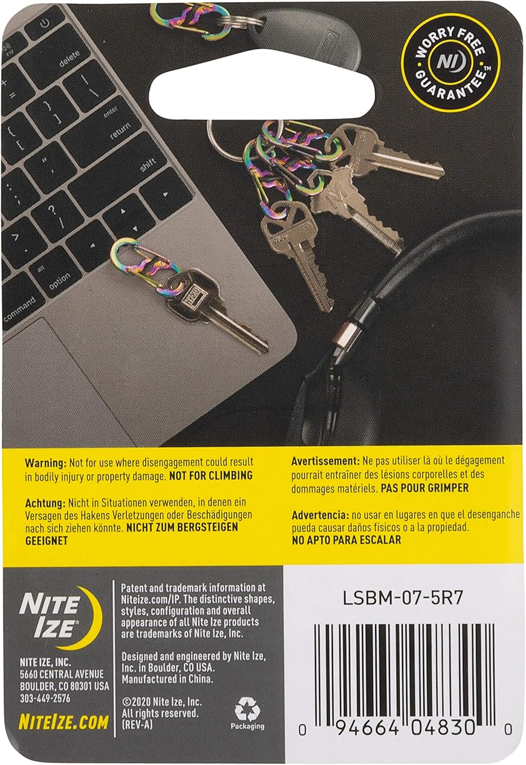 Nite Ize S-Biner MicroLock Stainless Steel - Durable Key Holder Carabiner Clip - S-Biner with Locking Gates - Durable & Strong Mini Carabiners for Keychain Accessories - Spectrum (5 Pack) - Image 7