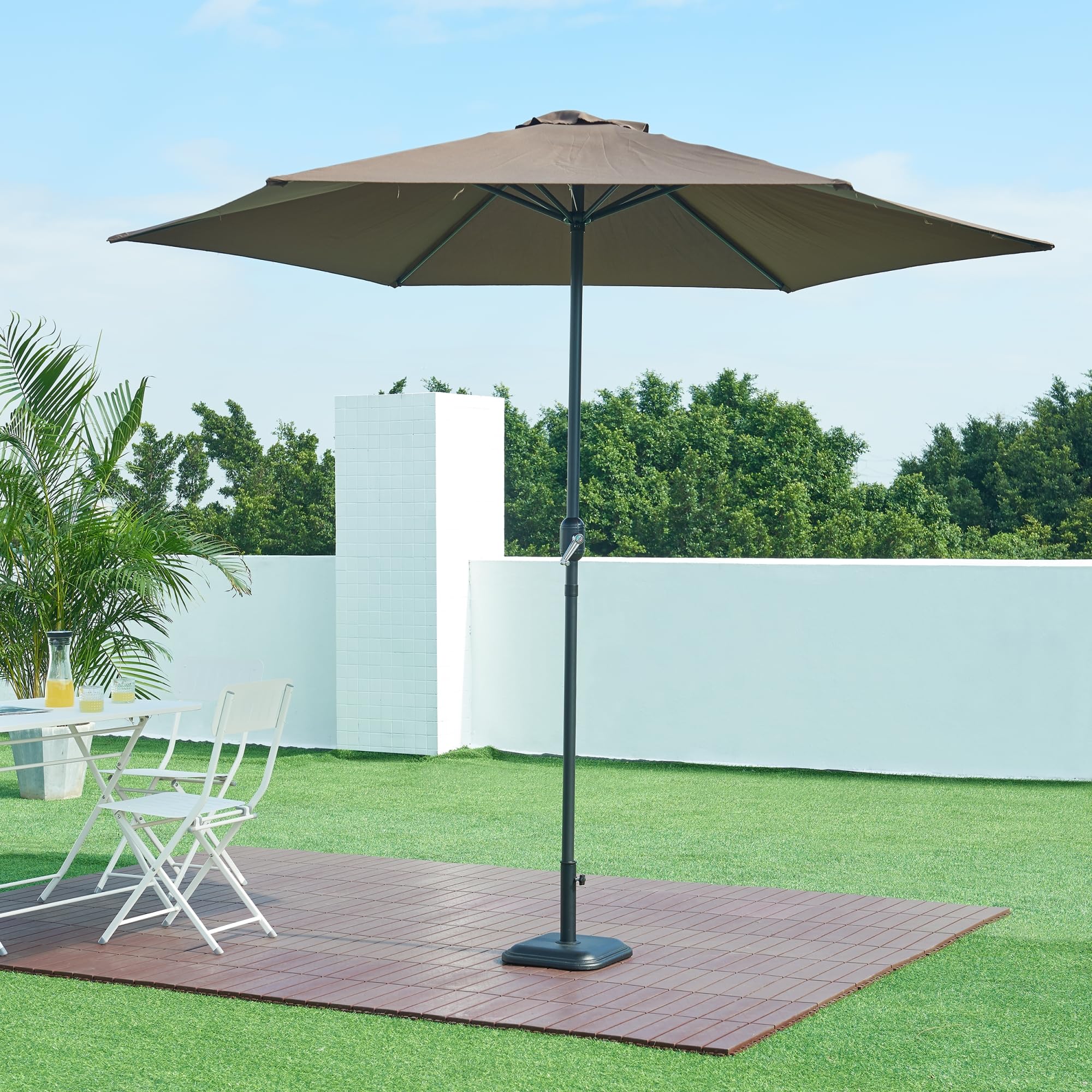 casa.pro Pied de Parasol avec Adaptateurs 33/37/41/48 mm Fixation Facile Couche de Protection Résistant aux Intempéries Style Intemporel Béton Fer 35 x 35 x 5 cm Noir