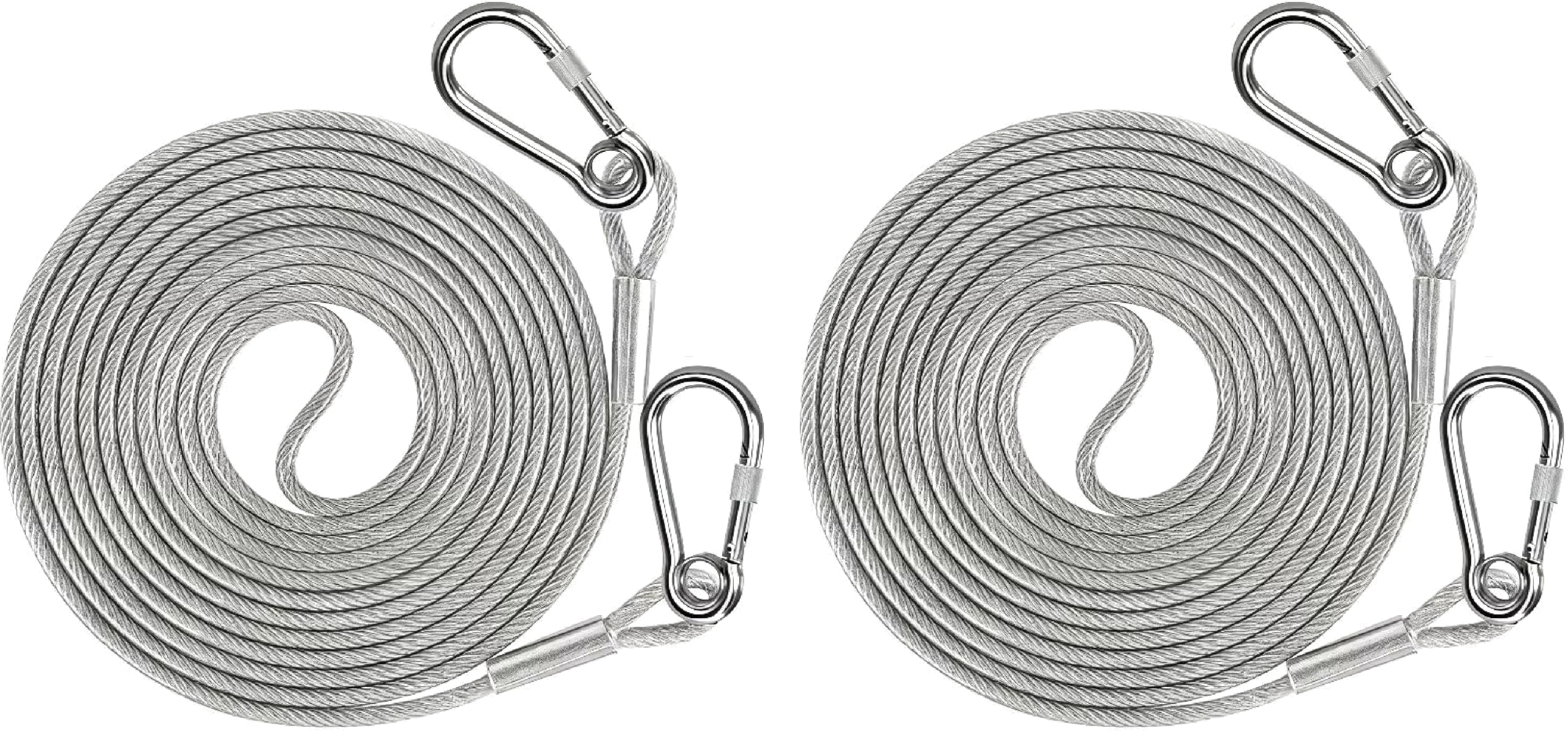 2 Pcs - 5 Meter Stainless Steel Clothesline Wire Rope with Hooks, 3mm PVC Coated 304 Steel Cable for Outdoor Drying, Dog Tie Out, Garden, Balcony & Camping Use Cloth Rope (5 Meter)-image-26