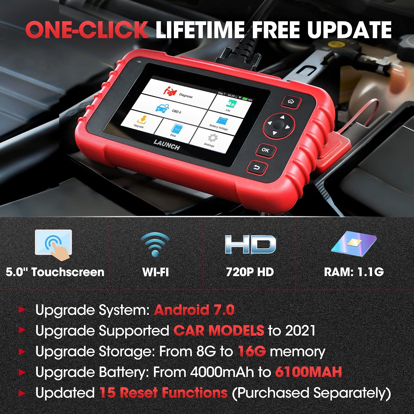 2022 Newest Elite LAUNCH OBD2 Scanner CRP123X Scan Tool ABS/SRS/Engine