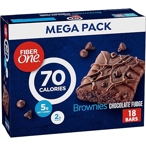 Fiber One 70 Calorie Brownies, Chocolate Fudge, Snack Bars, Mega Pack, 18 Bars, 16 oz - Chocolate Fudge - 18 Count (Pack of 1)