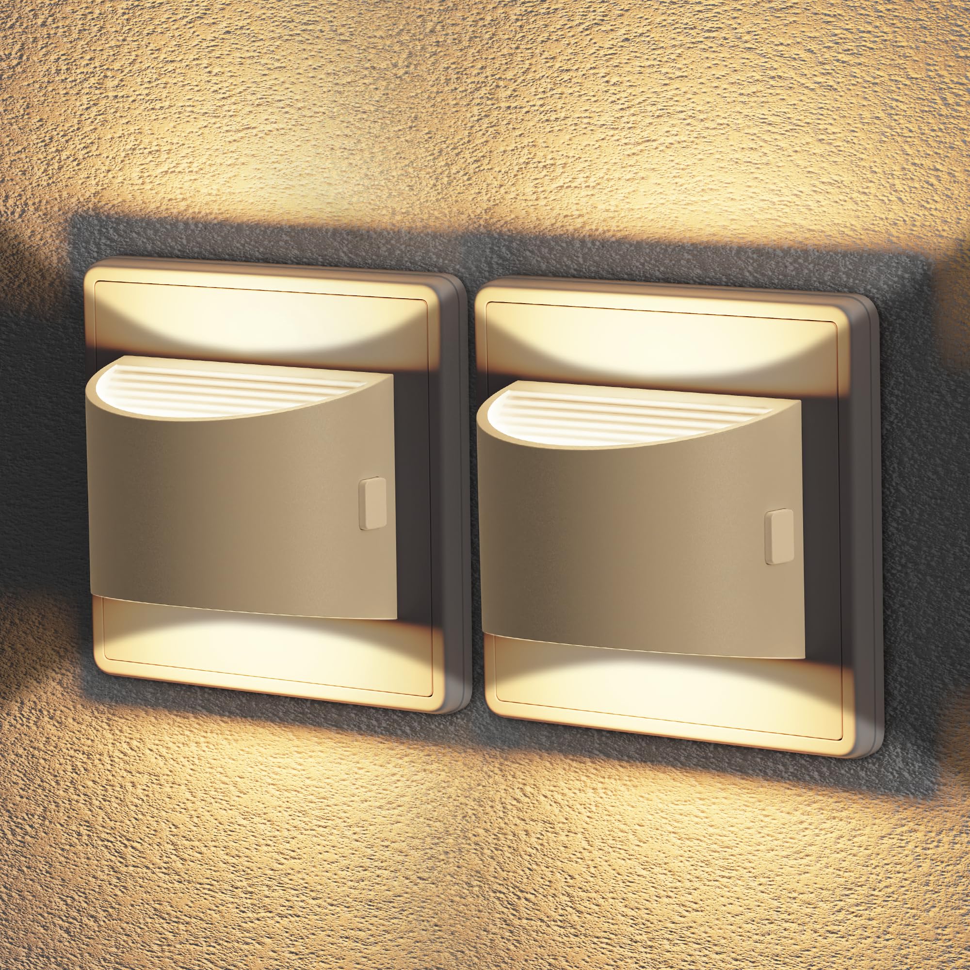 Emeritpro Nachtlicht Steckdose, Nachtlicht mit Dämmerungssensor LED Steckdosenlicht Helligkeitseinstellung Warmweißes 3000K für Zimmer, Flure, Kinderzimmer, Bad, Treppe, Küche, 2 Stück